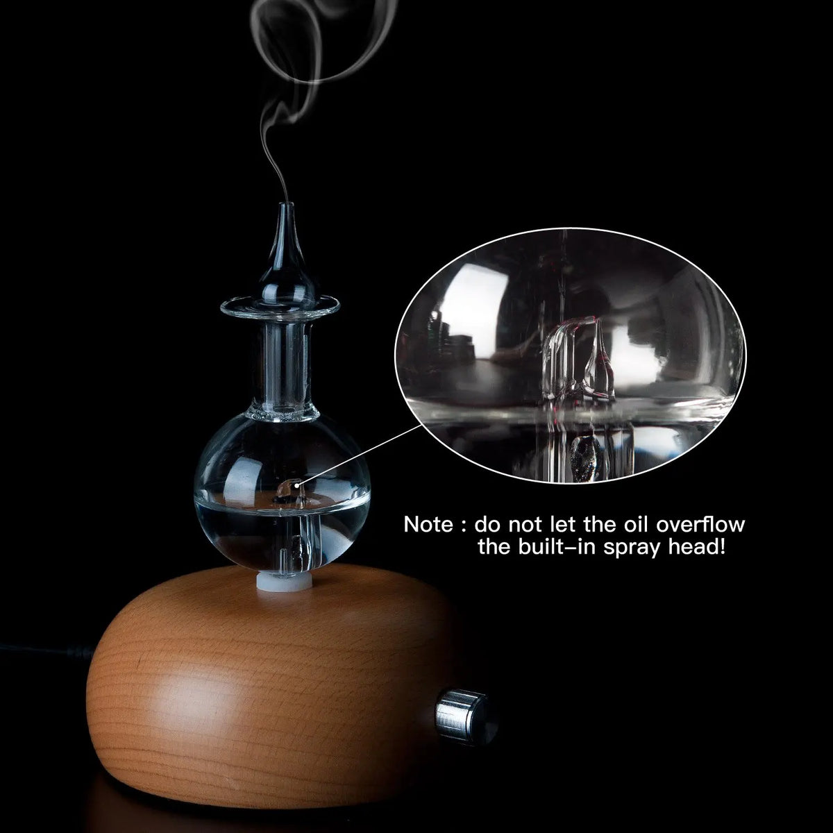 USB Powered Electric 50ml Wood Glass Aromatherapy Nebulizer Portable Waterless Essential