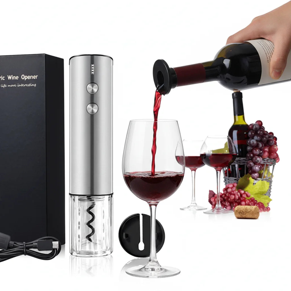 High Grade Eco-Friendly Rechargeable Electric Stainless Steel Wine Opener 2-in-1 Set