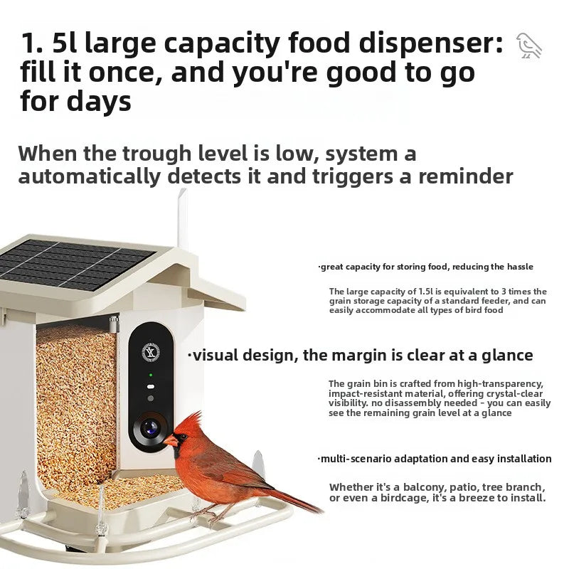 Smart Bird Feeder Model JY-DH01 Heavy Duty Intelligent AI Food Shortage Detection