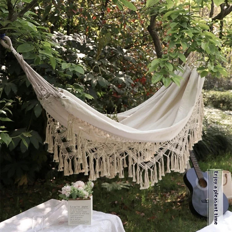 Single or Double Tassel Hammock with Swing Feature Indoor or Outdoor Use Made of Cotton