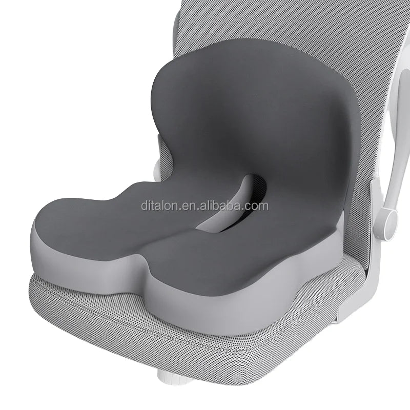 Memory Foam Lumbar Pillow and Coccyx Seat Cushion, Anti-Static, Gray