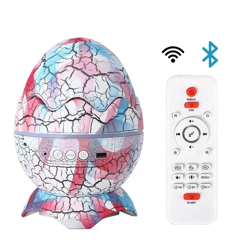 Starry Star Dinosaur Egg Projector Night Light BT Music Speaker Ocean Wave Kids Adults