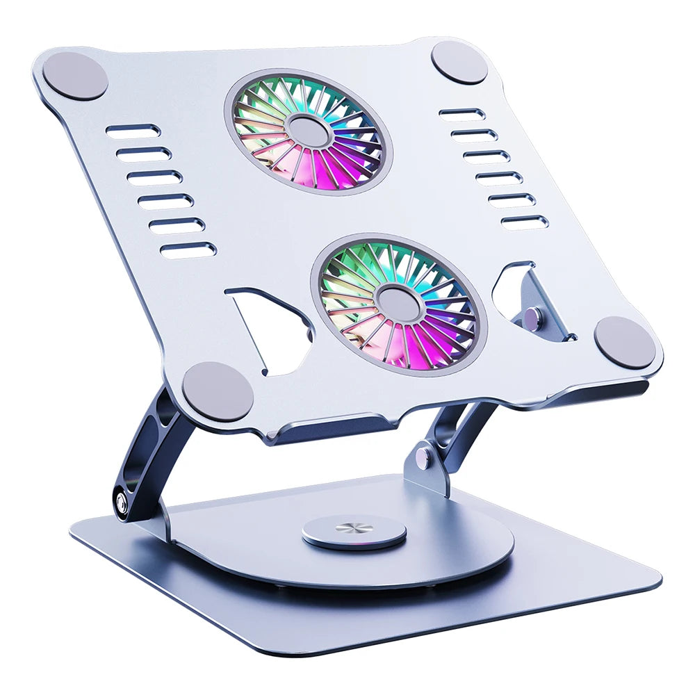 Aluminium 360 Rotatable Laptop Stand Adjustable Tablet Rotate Stand with Cooling Fans