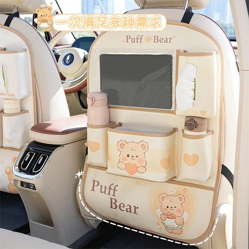 Custom Leather Cartoon Customizable Car Backseat Storage Bag Organizer New Creative Trash