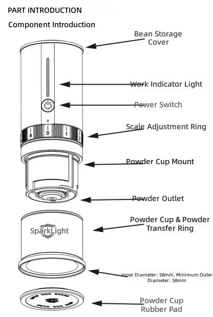 High-End All-Metal Material 6000mAh Electric Portable Coffee Grinder USB Rechargeable
