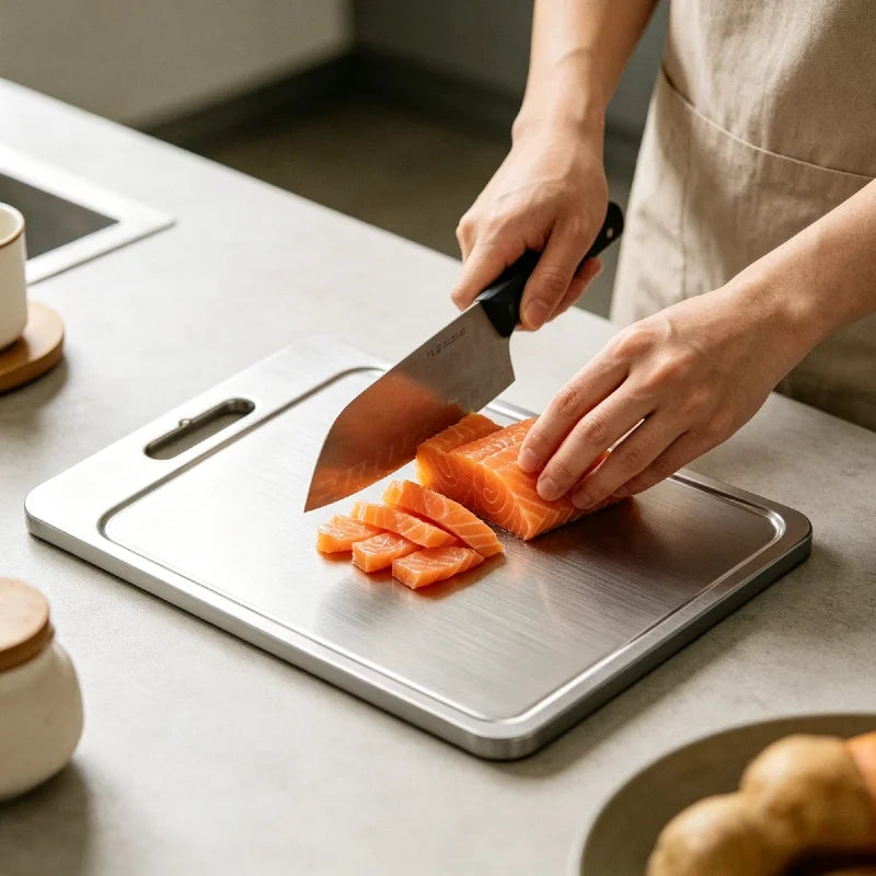 New 100% Pure Titanium Cutting Boards Kitchen Chopping Blocks Doubled Sided Stainless