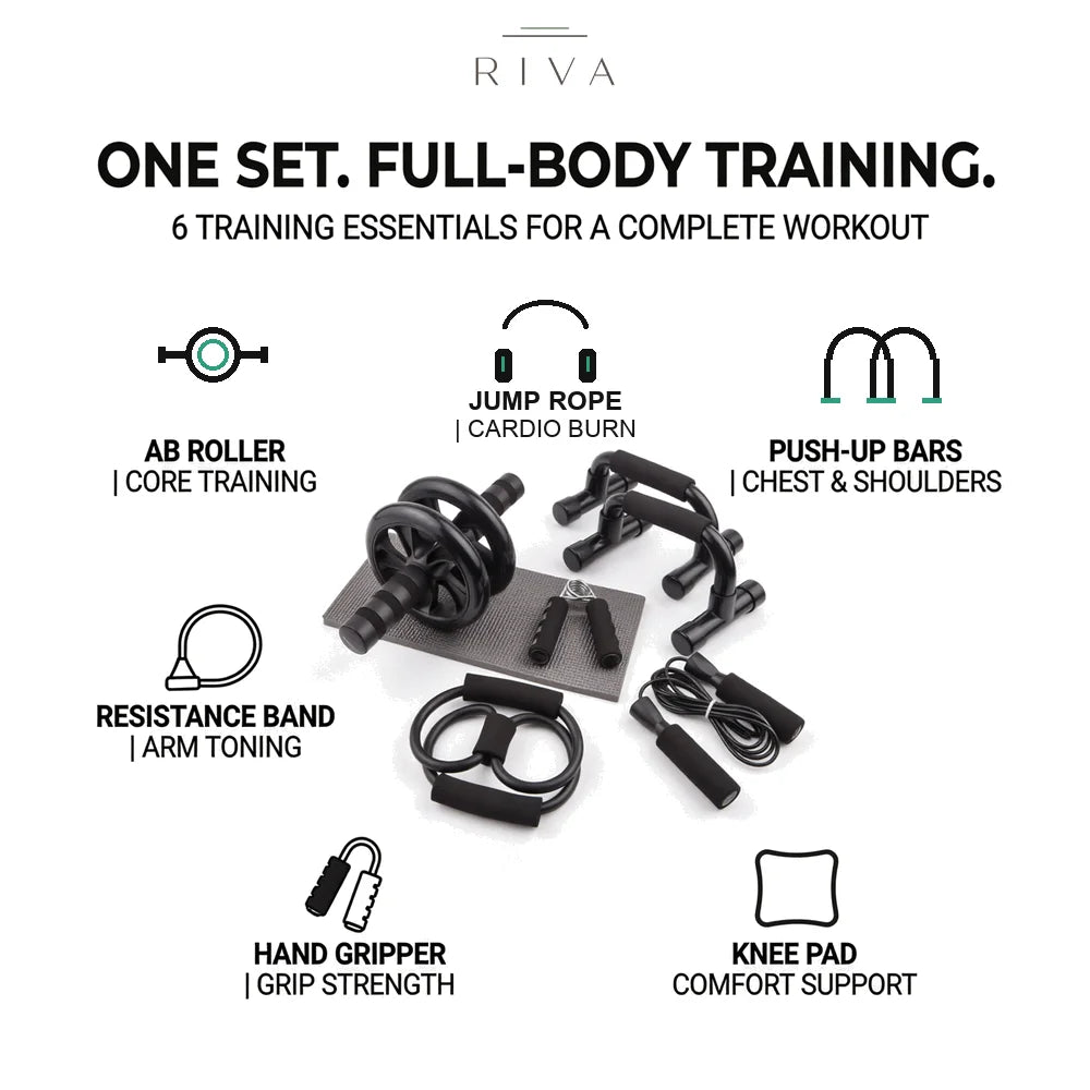 Custom AB Wheel Roller Kit Muscle Exercise Equipment Multi-Functional Seven-Piece Fitness
