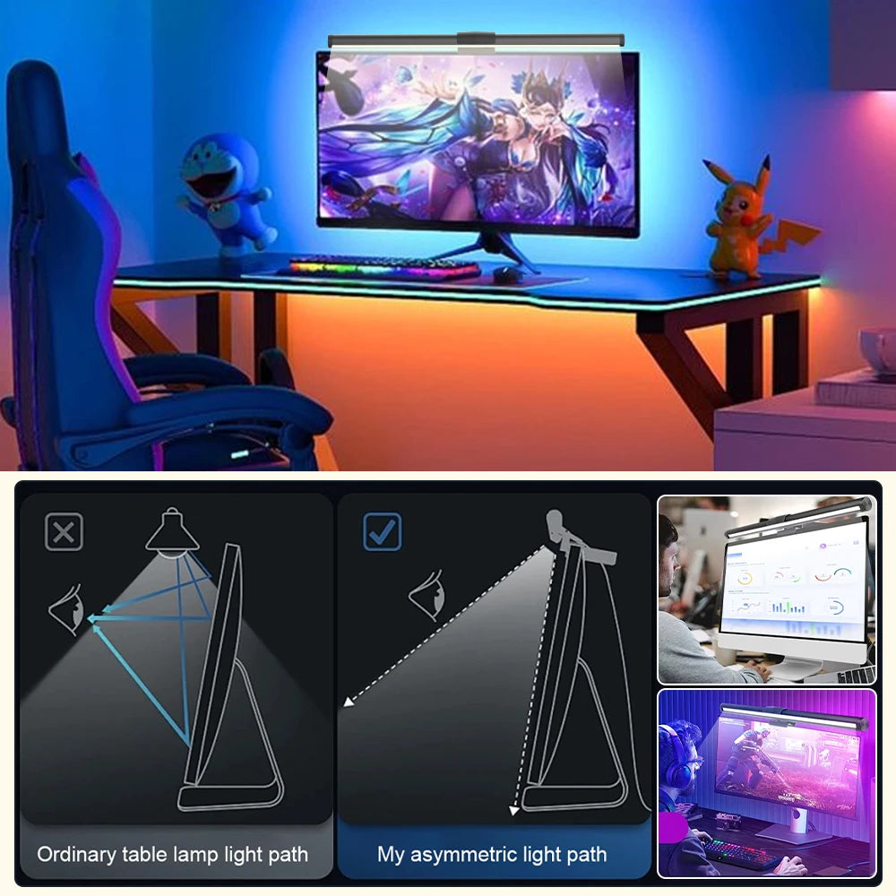 Dimmable Eye Protective No Screen Glare Monitor Lamp Smart LED Computer USB Powered LED