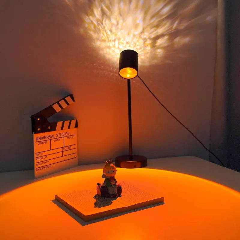 Double-Headed Sunset Water Ripple Lamp Dynamic Rotating Atmosphere Projection for Live