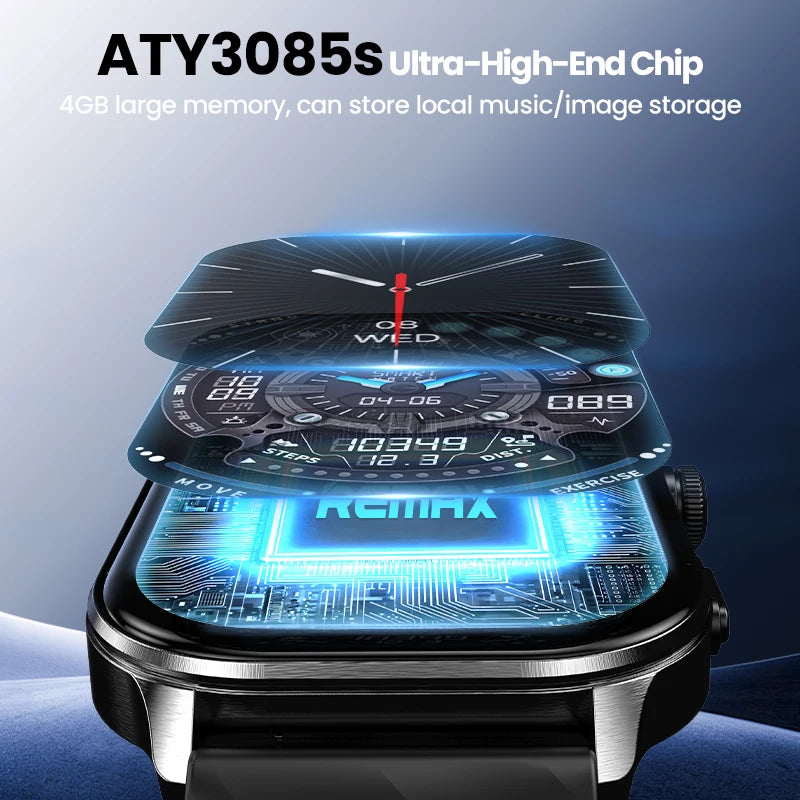 AMOLED Smart Watch with 2.04 Inch Touch Screen, IP68 Waterproof Fitness Tracker
