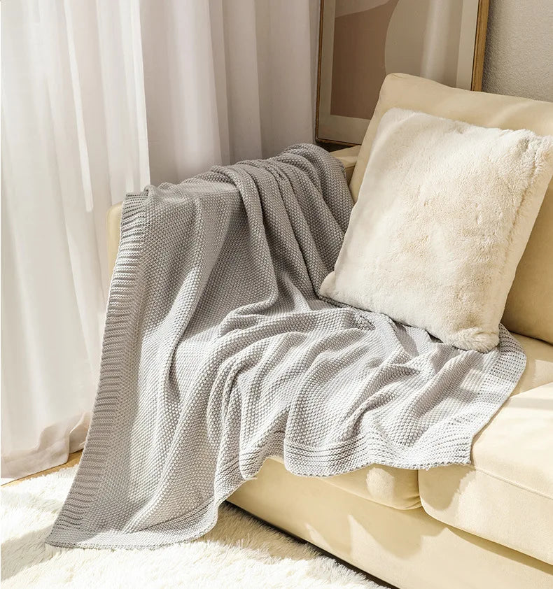 Chunky Cable Knit Throw Blanket for Modern Farmhouse Decor, Soft Feel Bed Runner,