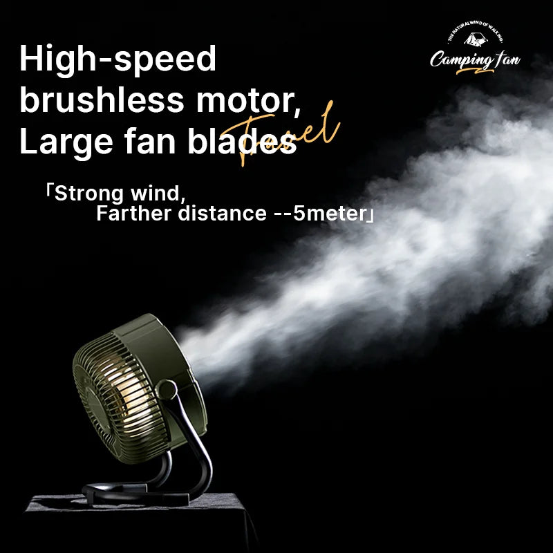 Multifunction Camping Portable Fan Cooling Turbo Fan With Light Rechargeable 6000mAh