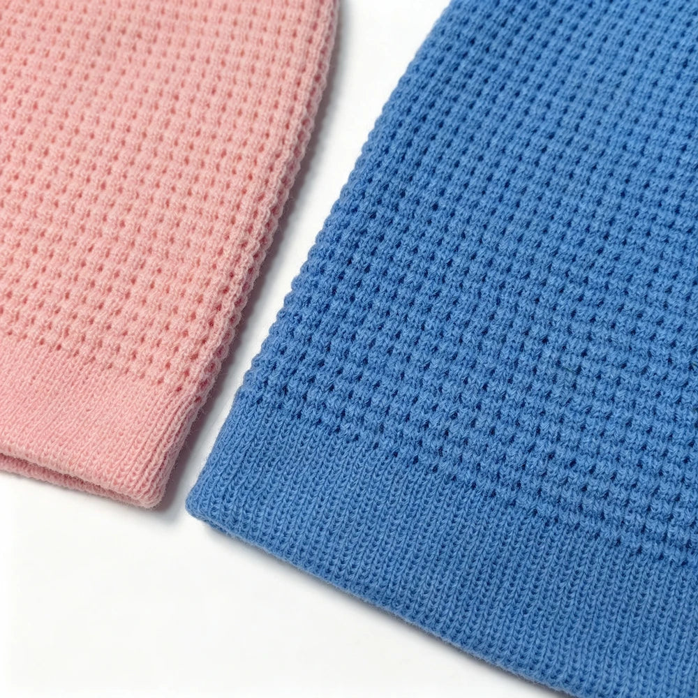 Thermal Good Elasticity Acrylic Flat Embroidery Waffle Knitted Beanie Skull Cap