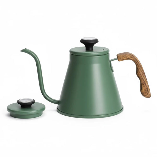 Green 1.2L 304 Stainless Steel Gooseneck Kettle Pour Over with Lid Multi Layer Bottom