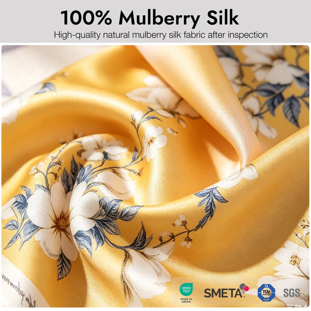 Luxury 100% Mulberry Silk Shawl for Women Custom Digital Print Vintage Floral Long Scarf