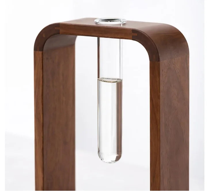 Minimalist Modern Indoor Wooden Frame Glass Vase Hydroponic Planter Wooden Propagation