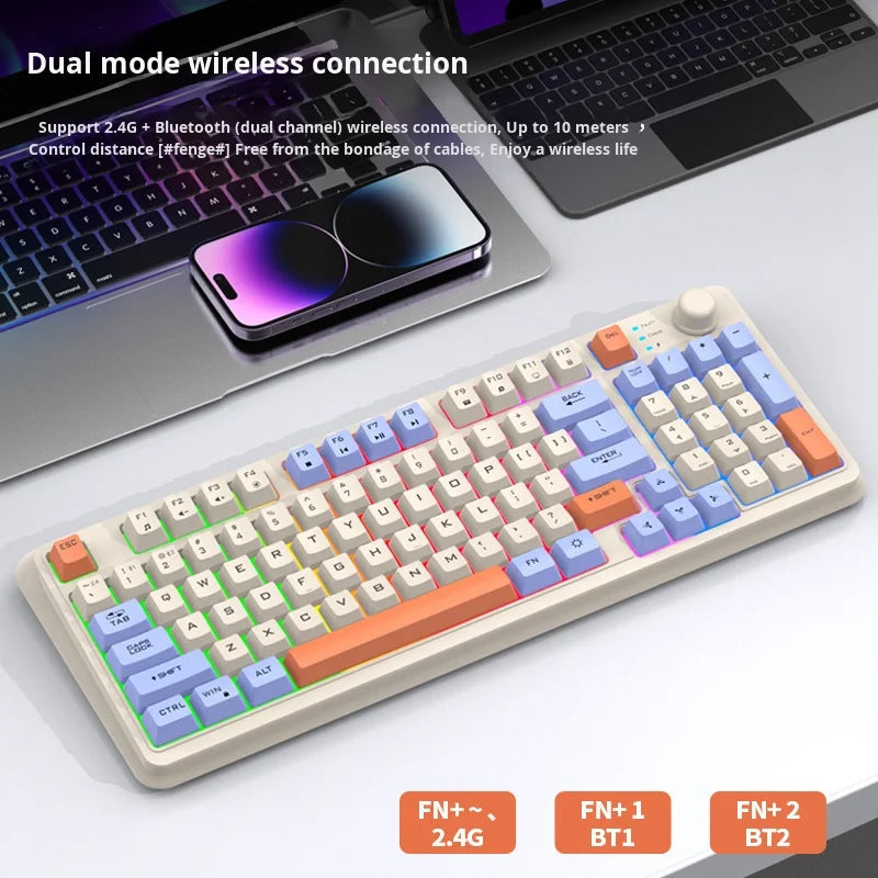 Wireless K94 RGB Backlit Keyboard Dual Mode USB Mechanical Fashion Color Matching
