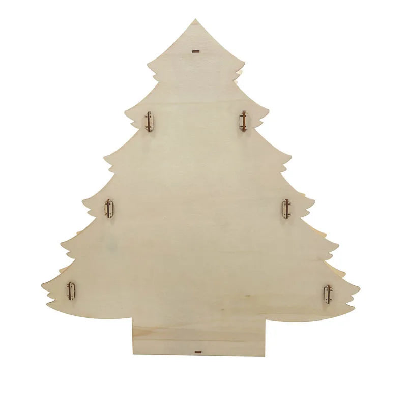 Xmas Gifts Fidget Toy Tree Shape Christmas Countdown Wooden Advent Calendar Empty Drawer