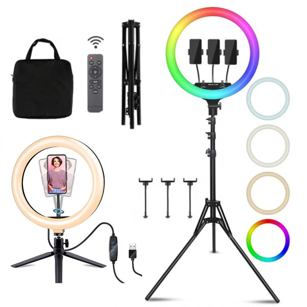 Ring Fill Light Phone Holder Portable RGB 18 Inch 46cm Led Circle Ring Light with Tripod