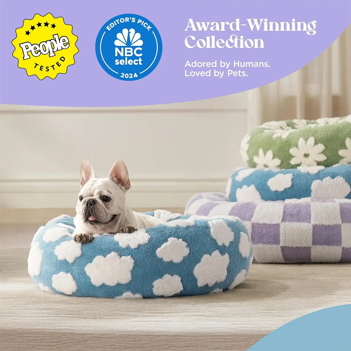 Long Faux Fur Donut Dog Bed, Round and Super Soft for Winter Naps