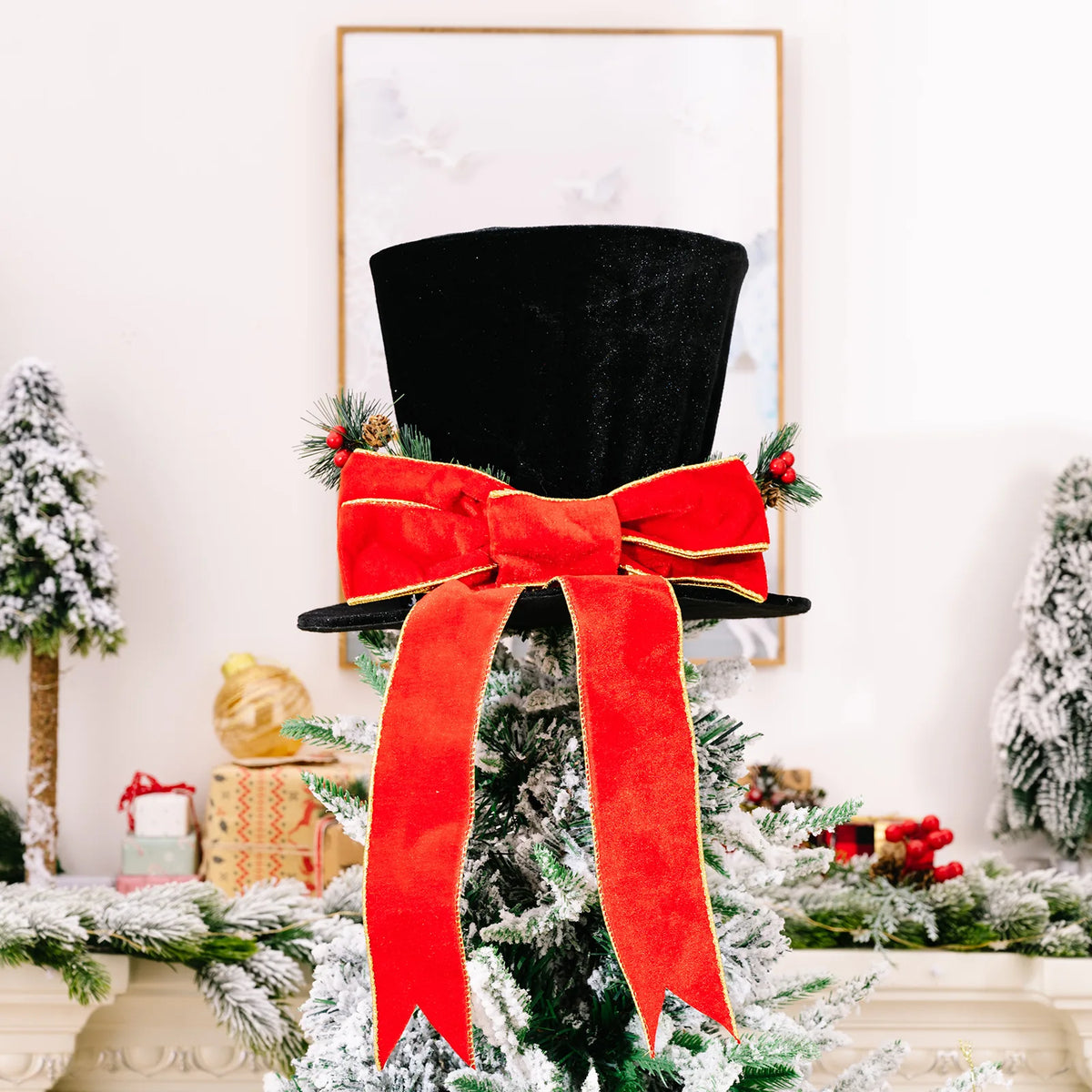 Elf Hat Christmas Tree Topper Decoration with Thicker Felt for Parties