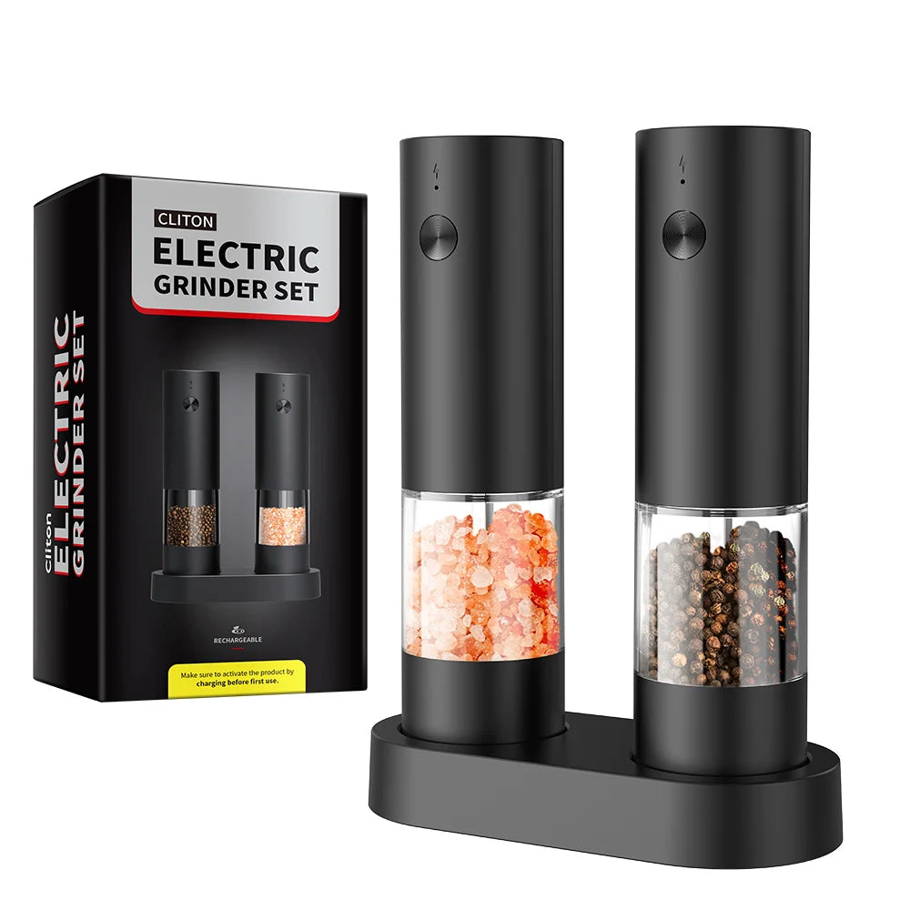 Electric Salt and Pepper Grinder Set Automatic USB Battery Pepper Mill Shakers Easy