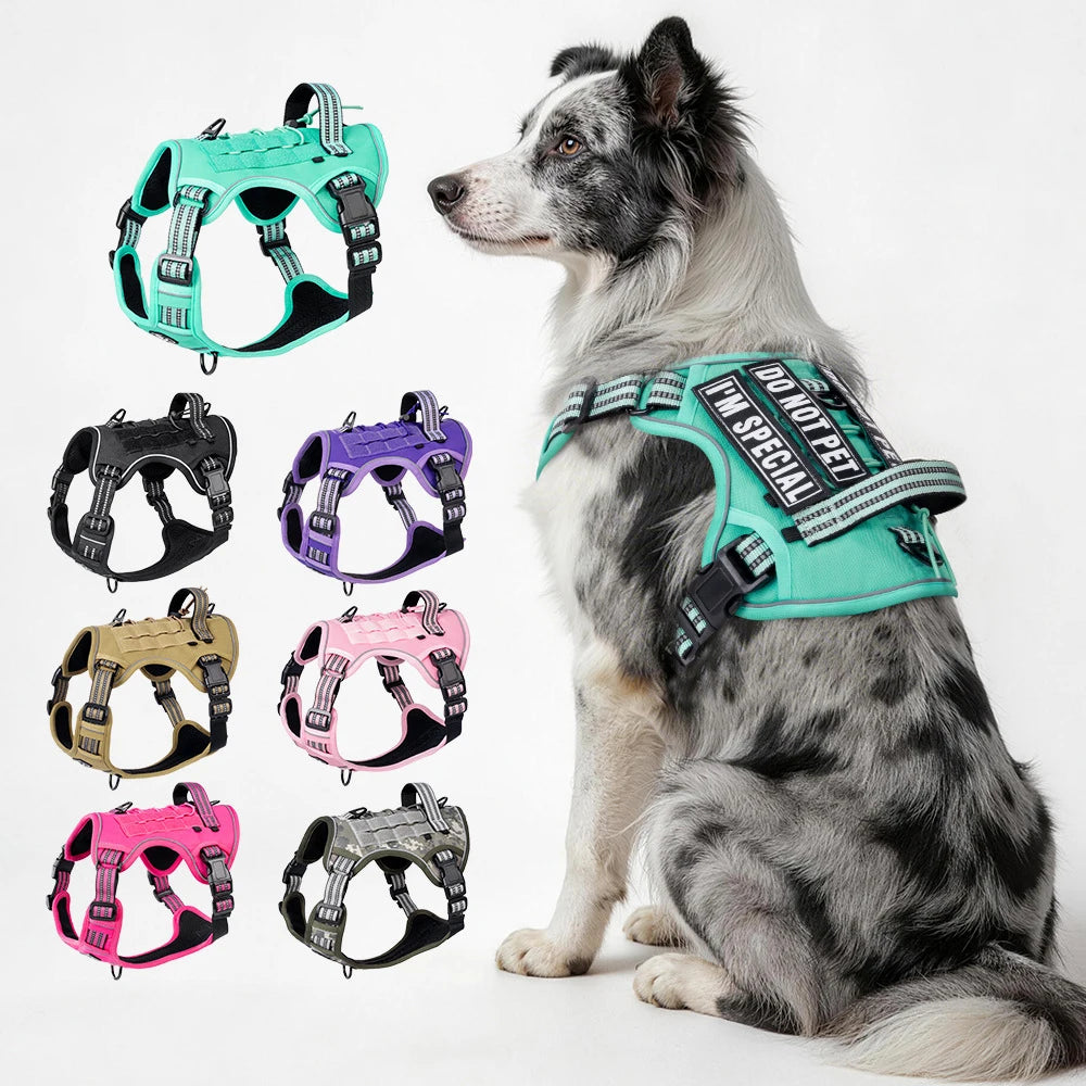 Multifunctional Tactical No-Pull Harness for Large Dog Outdoor Training