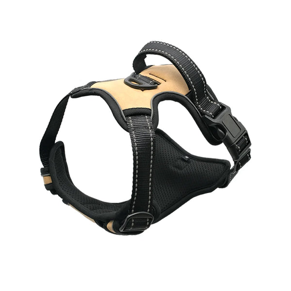 No-Pull Solid Rivet Fashion Dog Harness Leather Nylon Padded Comfort Breathable