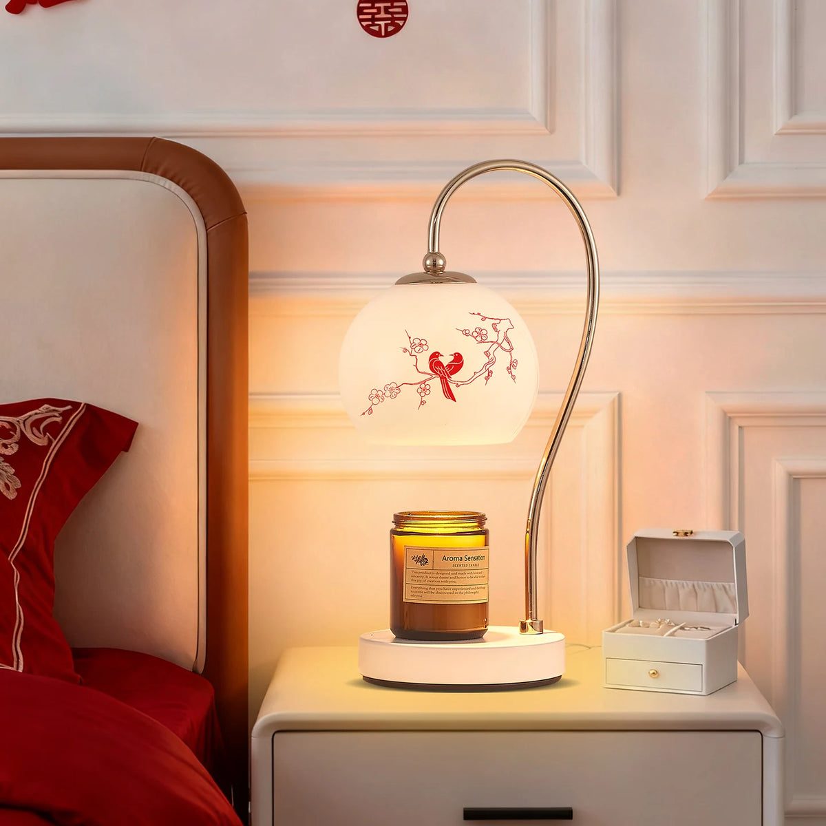Modern Candle Warmer Lamp with Timer Dimmable and Adjustable Height for Birthday or House