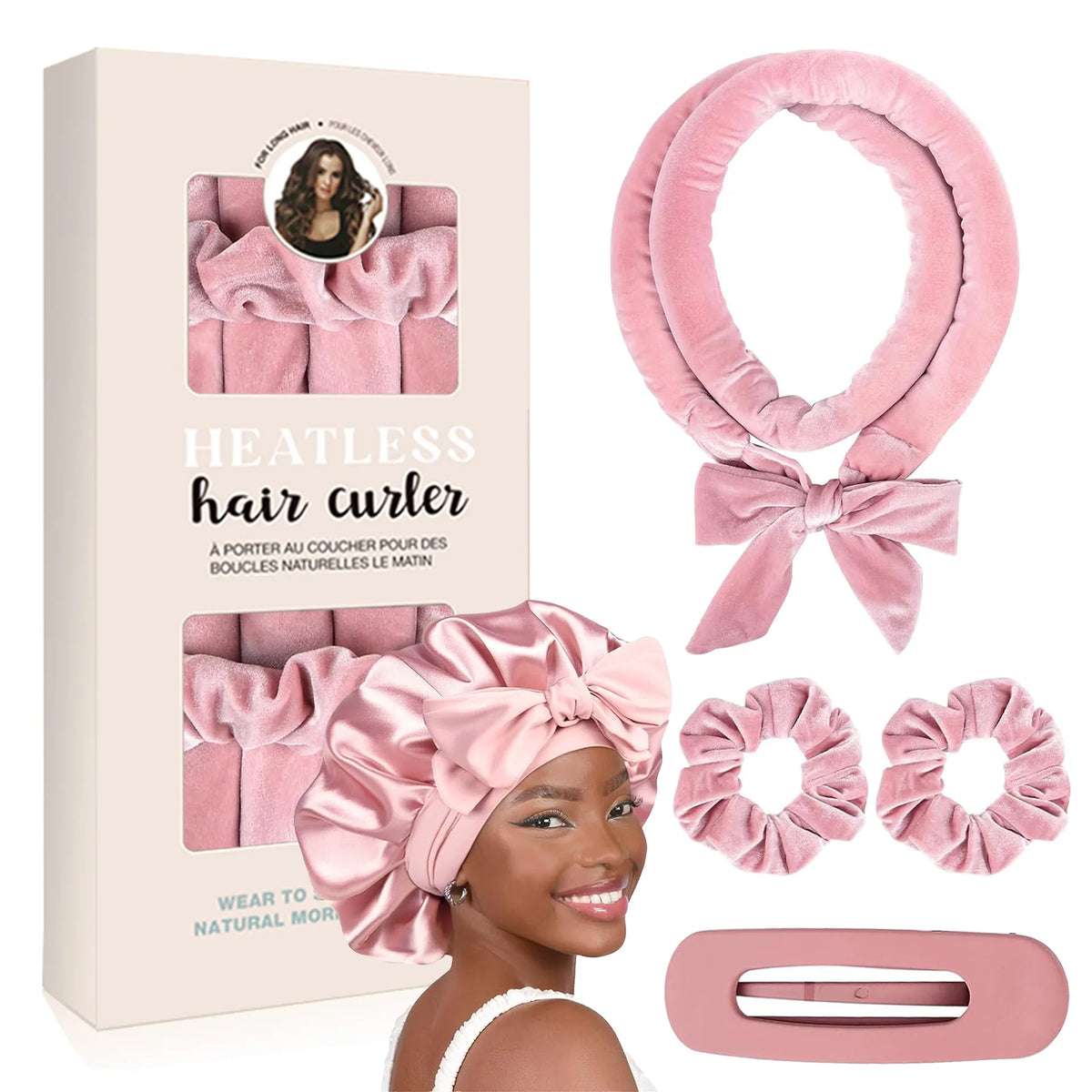 Luxury Velvet Heatless No Heat Curlers Overnight Headband with Filled Roller Frizz-Free