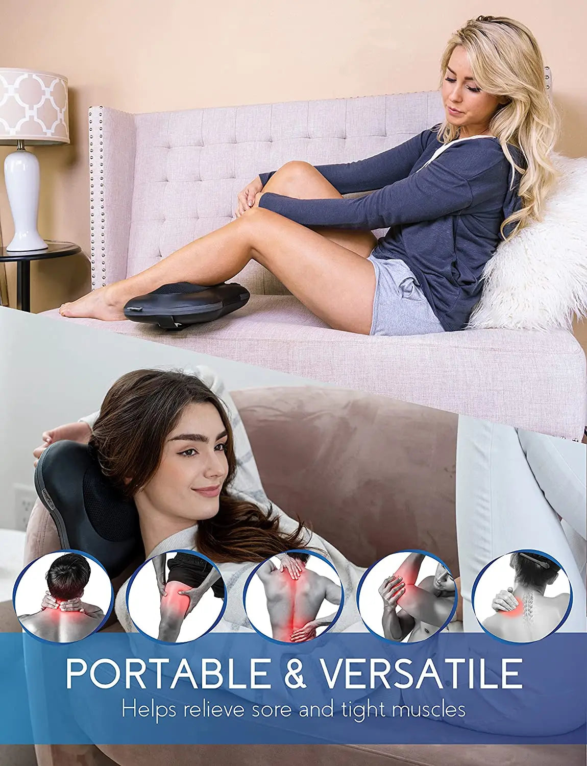 Home Shiatsu Shoulder Back Neck Massager Deep Tissue Kneading Electric Vibrator Infrared