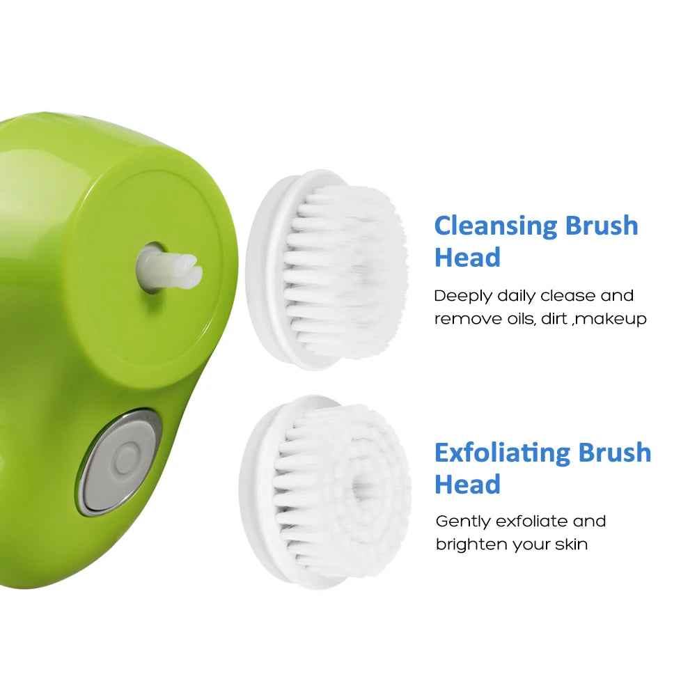 5 in 1 Face Exfoliating Electric Facial Cleaner Silicone Scrub Pore Cleaner Spin Sonic