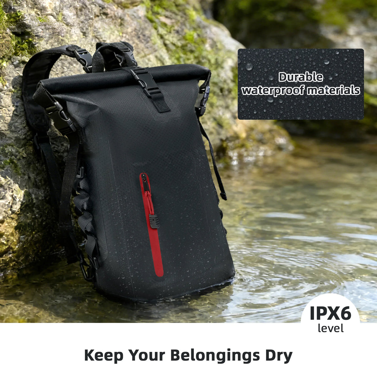 TPU Waterproof Folding Dry Bag 25L Large Capacity Camping Waterproof Backpack Portable