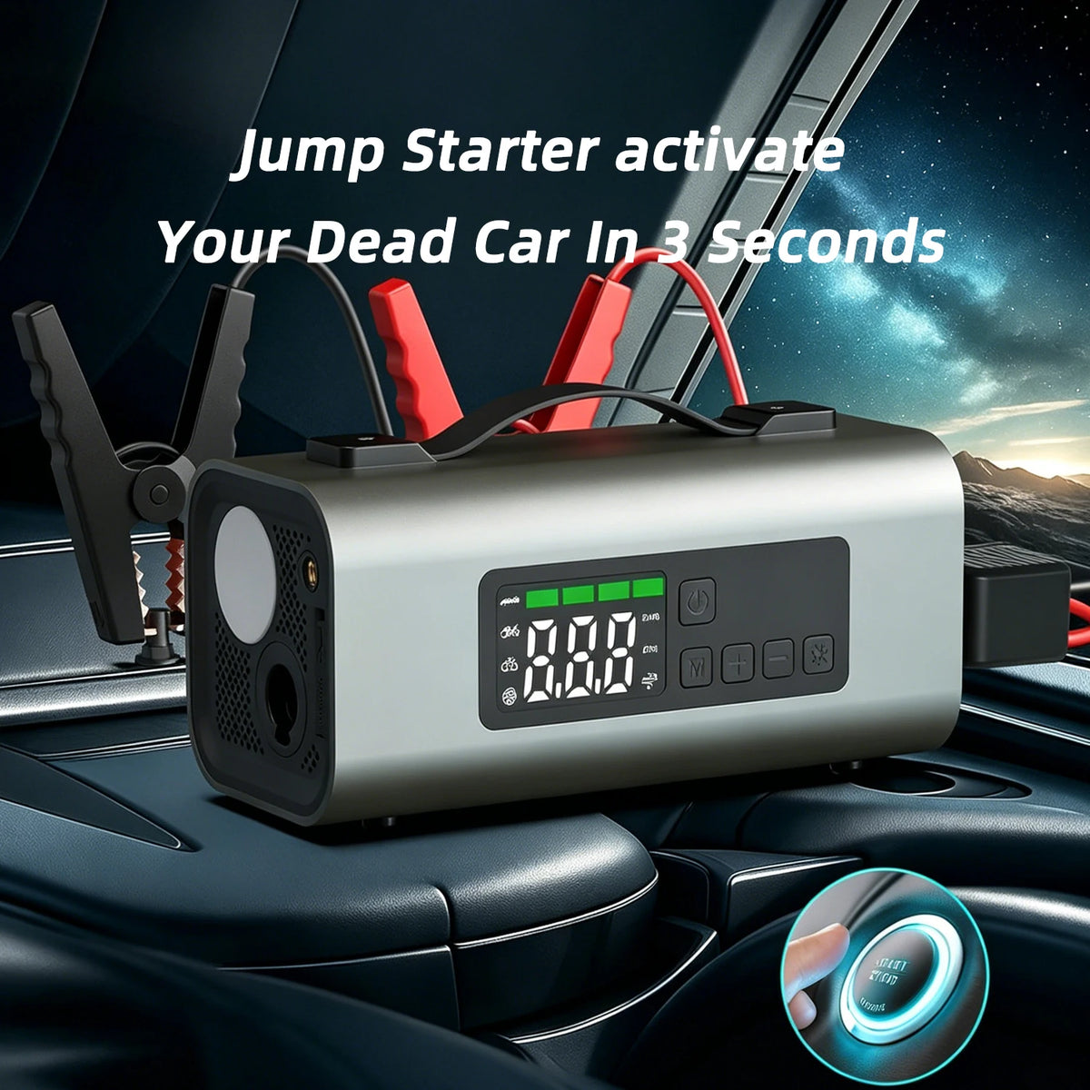 Multi Functional 6 In 1 Cordless Lithium Battery Car Jump Starter Tire Inflator Blower