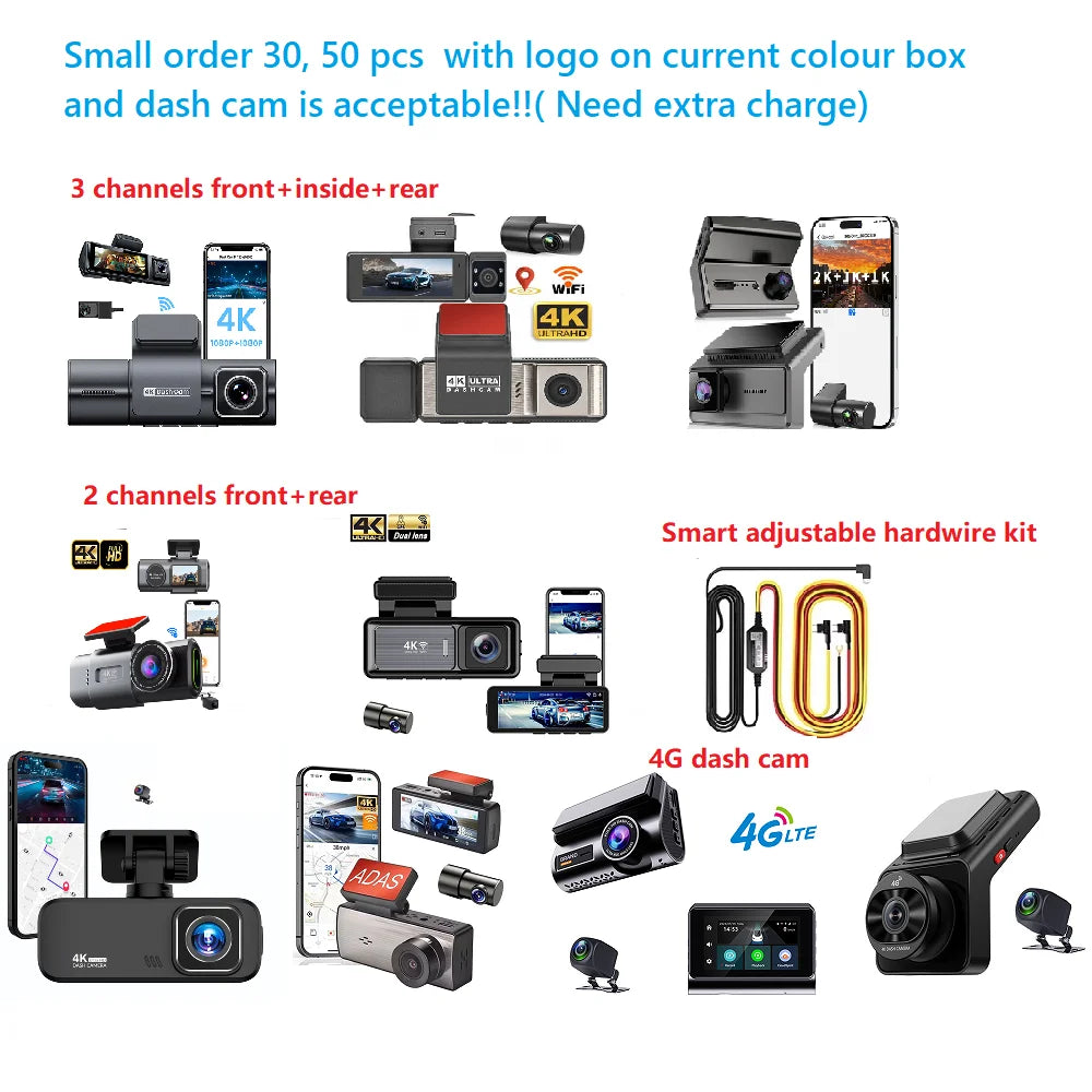 Mini Car Dvr 4K Dash Camera Wifi Dual Lens Front and Rear Car Camera Black Box Dash Cam