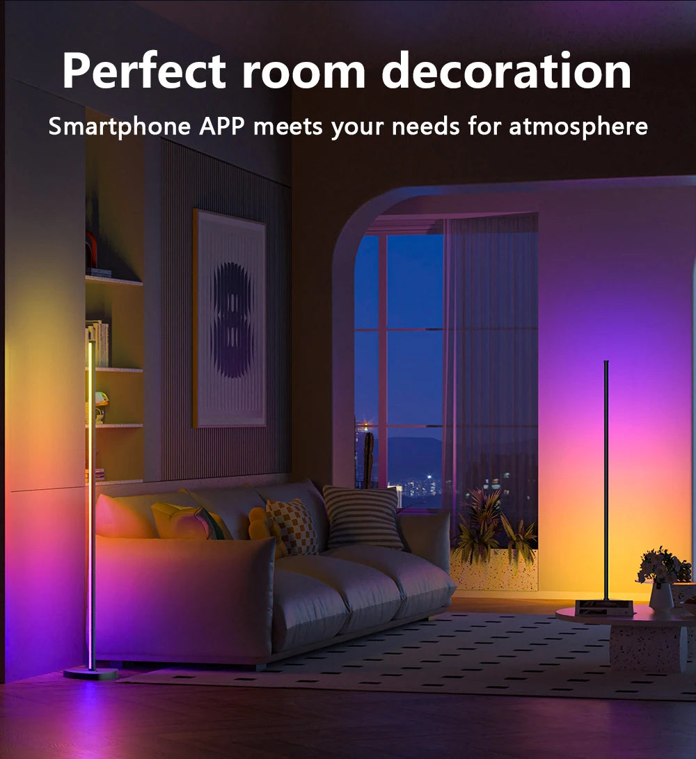 Nordic Standing Smart Led Reading & Floor Lamp Modern Design RGB Corner Floor Lamp Light
