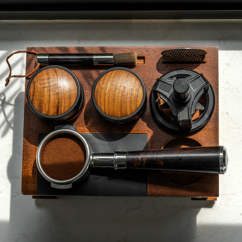 Coffee Wood Eco-Friendly Minimalist Tamper Stand Tamping Station Barista Tool Organizer