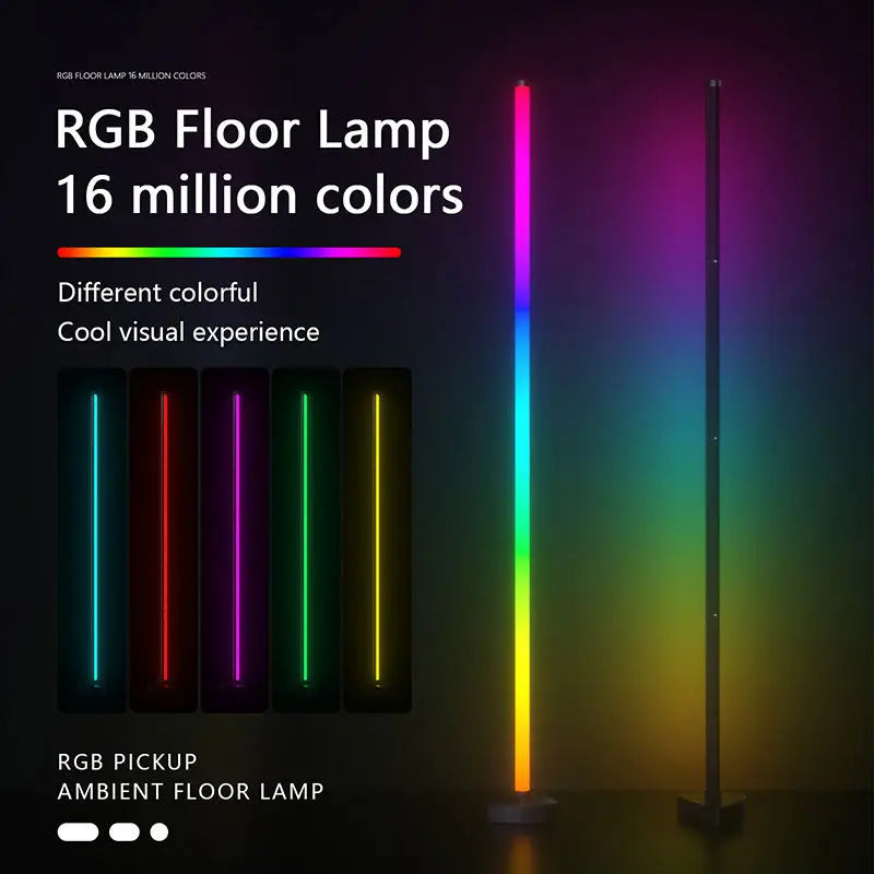Modern IR APP Smart Control RGBIC LED Floor Lamp for Bedroom DIY Wifi Standing Corner LED