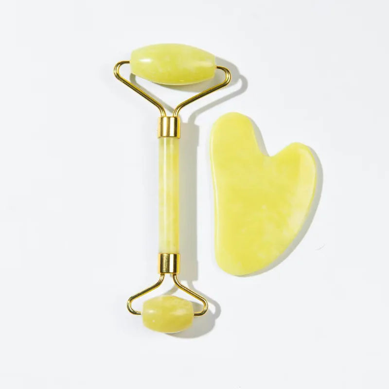 Jade Roller and Gua Sha Set Jade Facial Roller Massager Green Wind Jade Manual