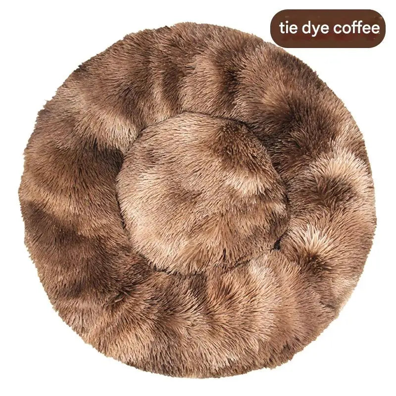 Luxury Fluffy Cushion Plush Soft Donut Dog Bed Accessories Washable Calming Sofa Camas