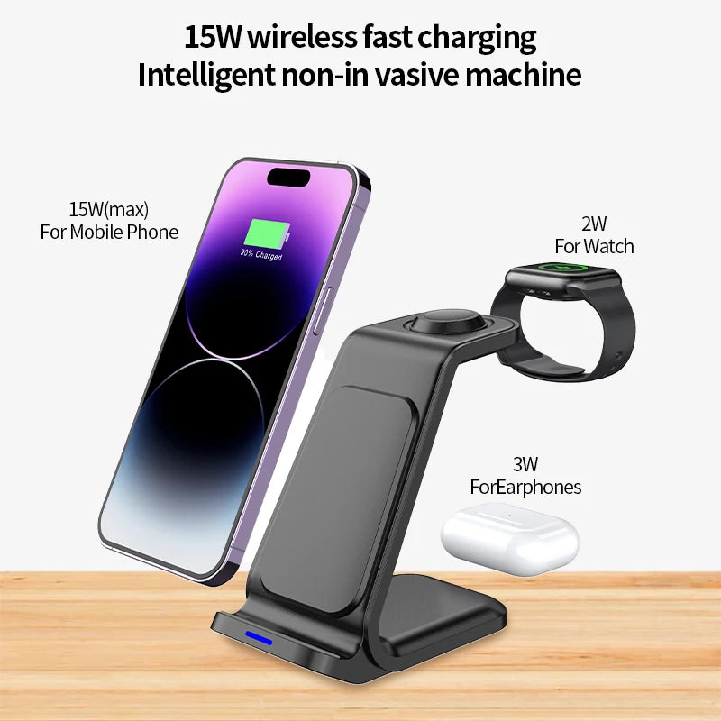 3 in 1 Wireless Charger Desktop Phone Magnetic Holder Desktop Convenient Charging Station
