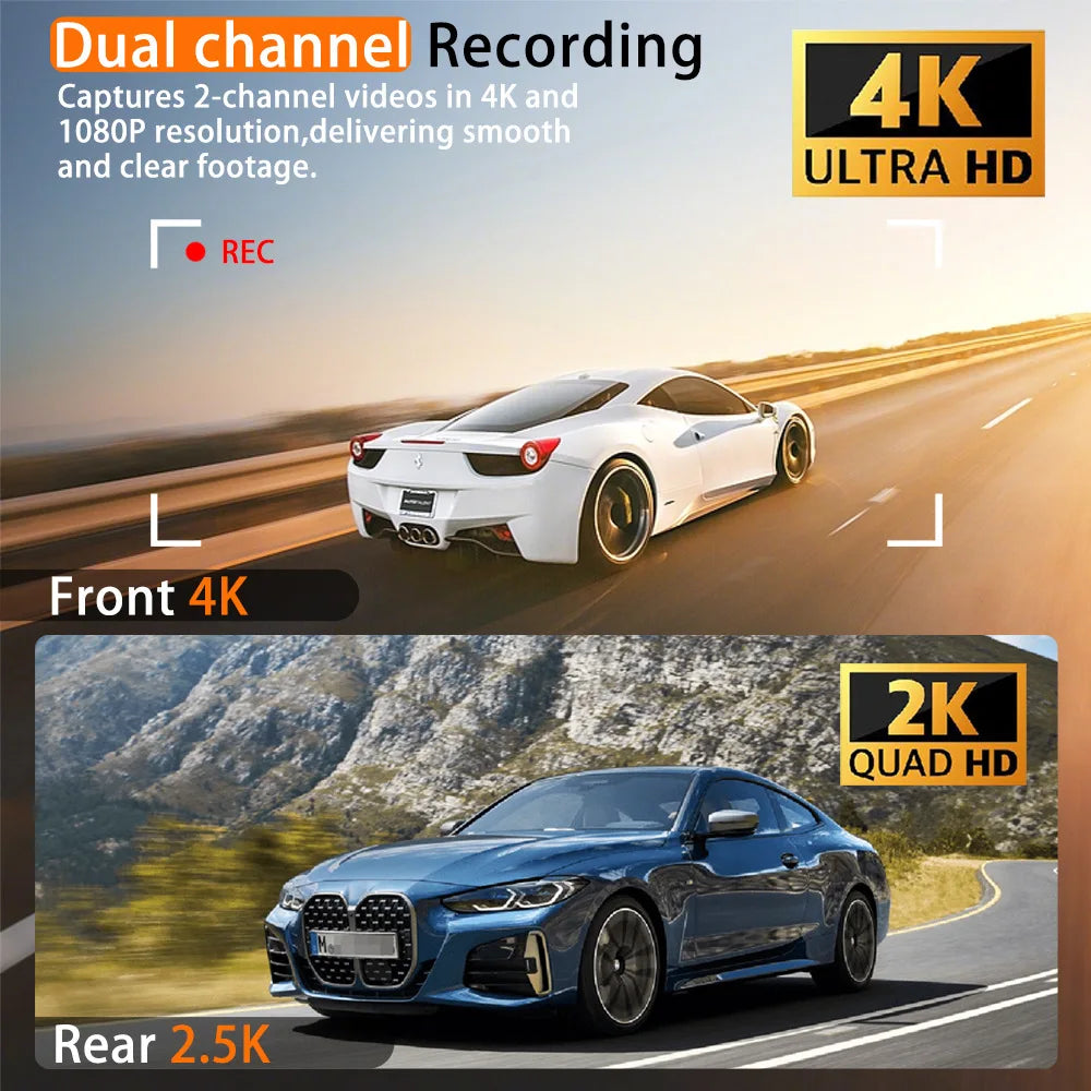 New C18 Front Rear Dual Recording 4K Dash Cam High-Definition Night Vision WiFi
