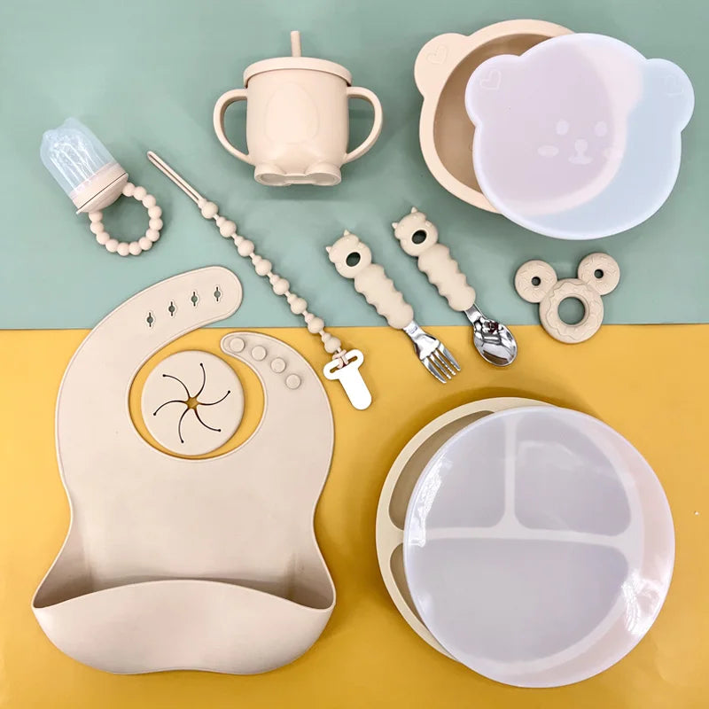 Baby Products Silicone Baby Feeding Set Food Grade BPA Free Silicone Dinnerware Baby Set