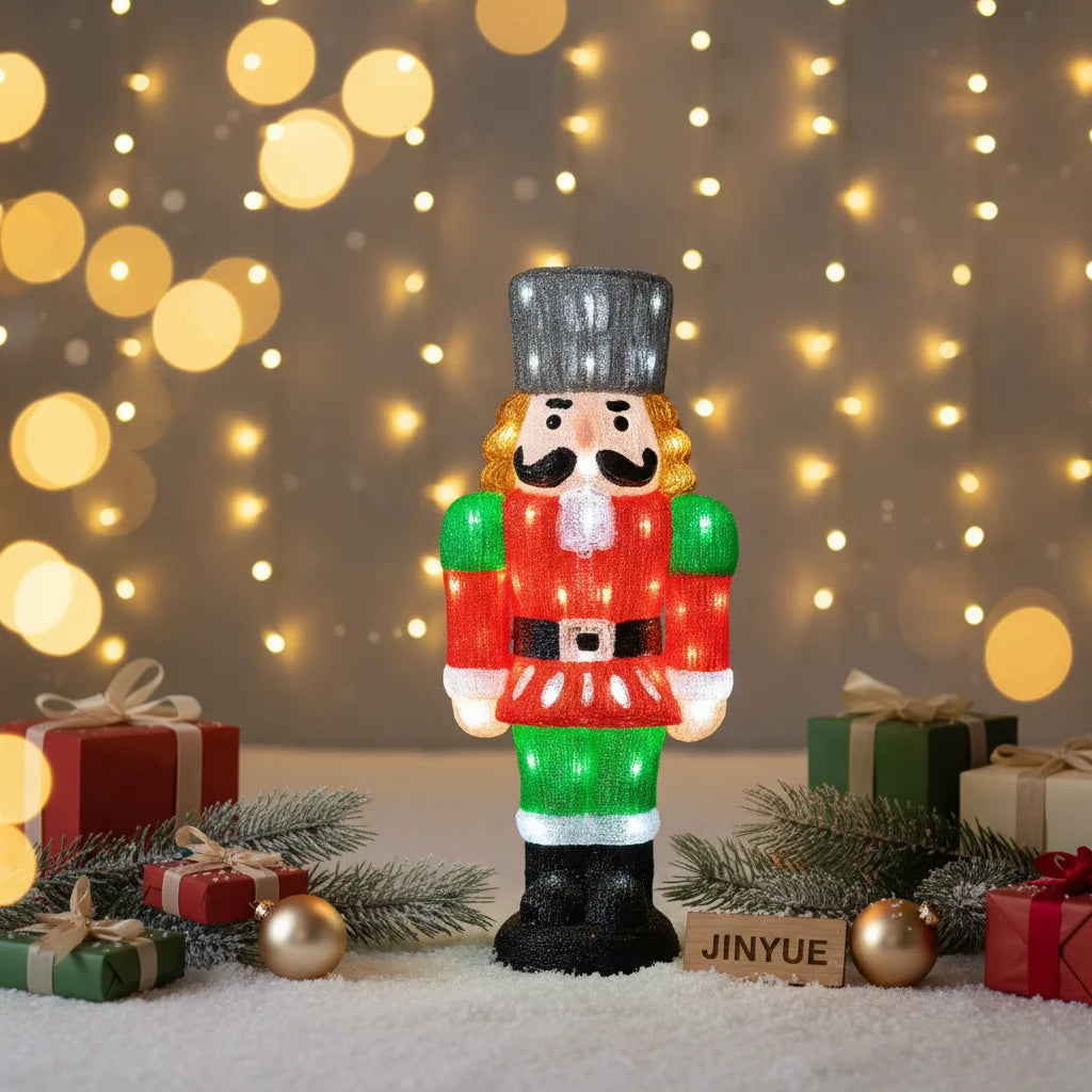 3D LED Christmas Nutcracker Motif Light Acrylic Toy Soldier Figure Crystal Glow IP44