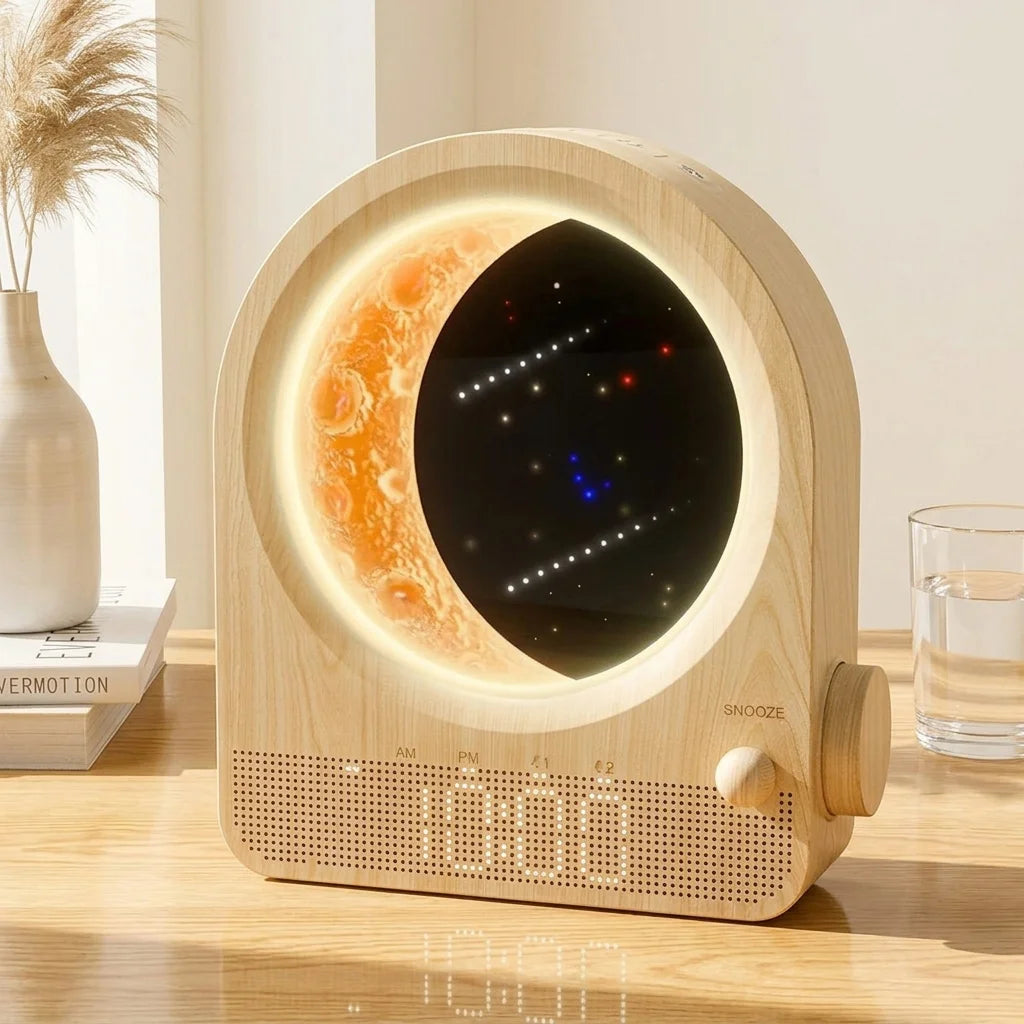 Sunrise Wake Up Light Dimmable 3D Moon Lamp With Meteor Effect 12 Level Volume Dual