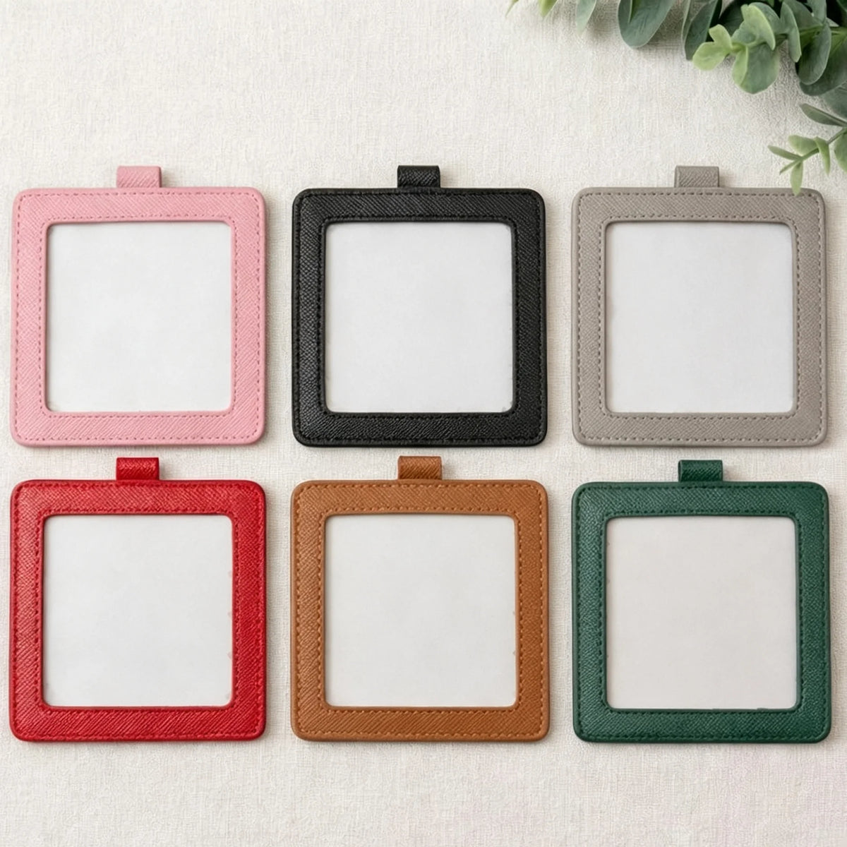 YY Pu Leather 4x4 Inch Self Finishing Needlepoint Square Leather Ornament (Pack of 2)
