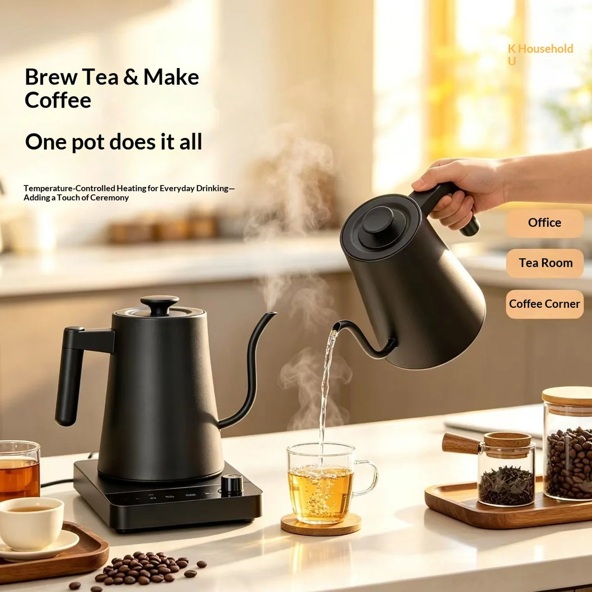 Gooseneck Metal Electric Kettle Smart Constant-Temperature Pour-Over Pot Coffee Pot