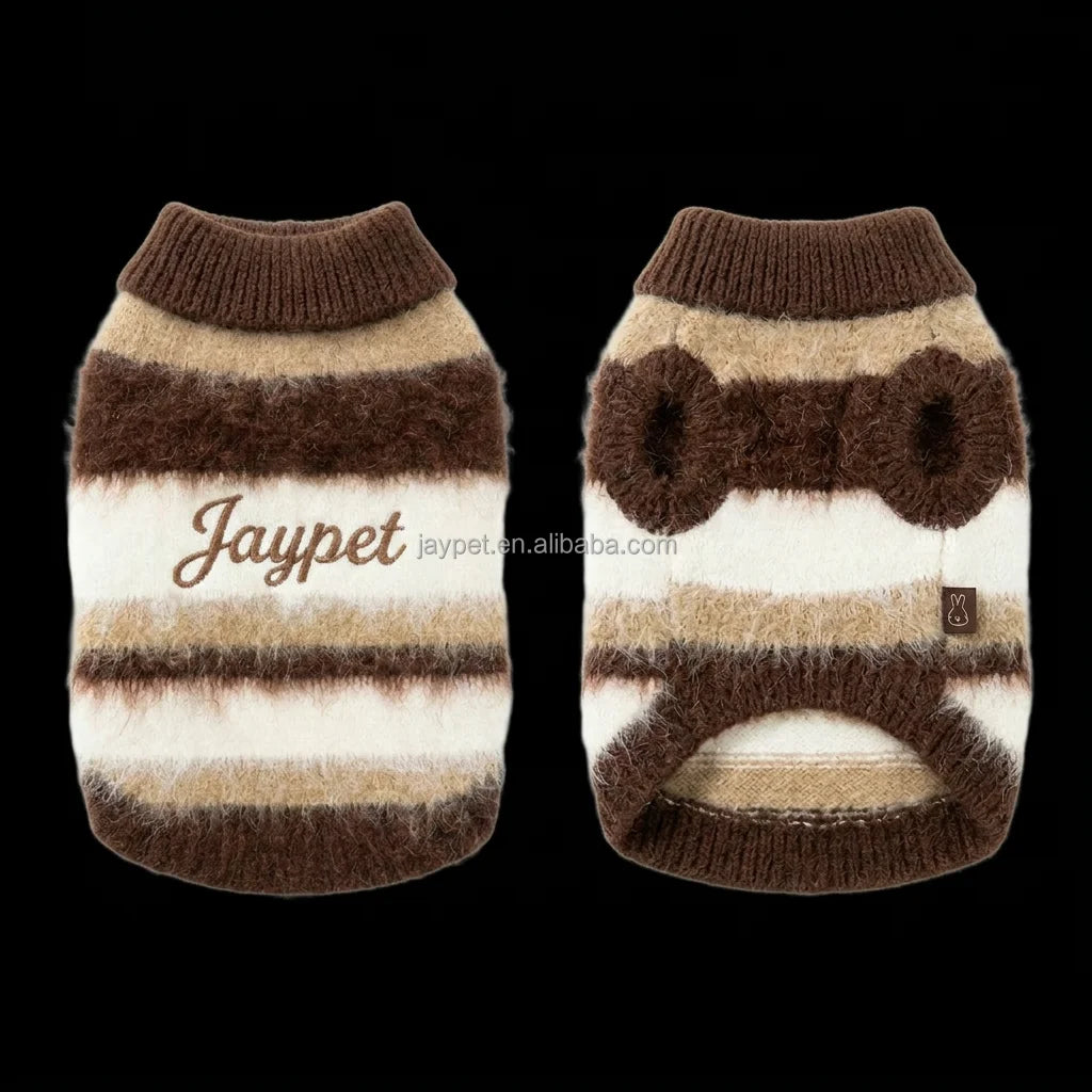Checkered Cotton Fuzzy Dog Sweater Warm Knit Pullover for Large Dogs Labrador Golden