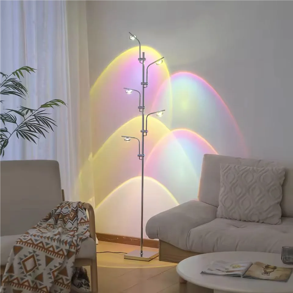 Sunset Projection Remote Control LED Ambient Floor Lamp 7-Color Rainbow Artwork Lighting