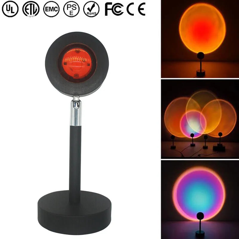 Colorful Projector Night Lights Bedroom Living Room Rainbow Rgb Led Sunset Projection